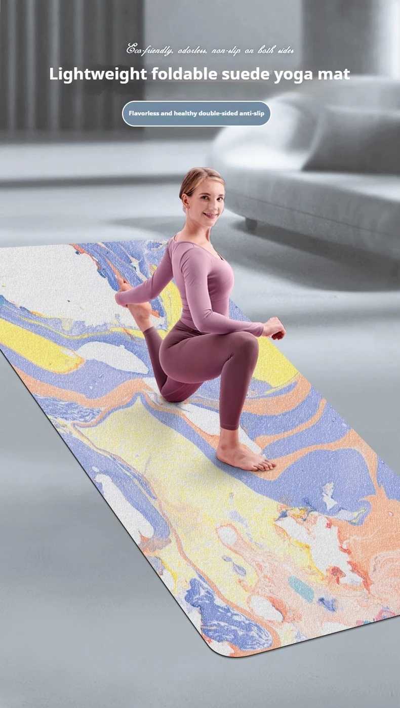 Lezyan 15mm Light Thin Foldable Suede Rubber Yoga Mat Towel Sweat-absorbing Non-slip Silent Gymnastics Workout Gym Exercise M260312