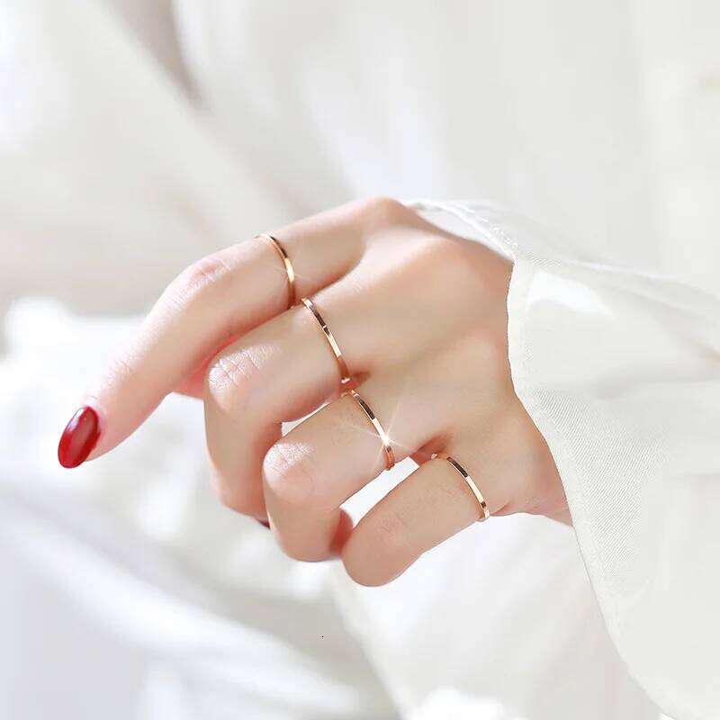 1mm Thin Stackable Stainless Steel Plain Band Knuckle Midi Ring for Women Girl Size 3-10 H260312