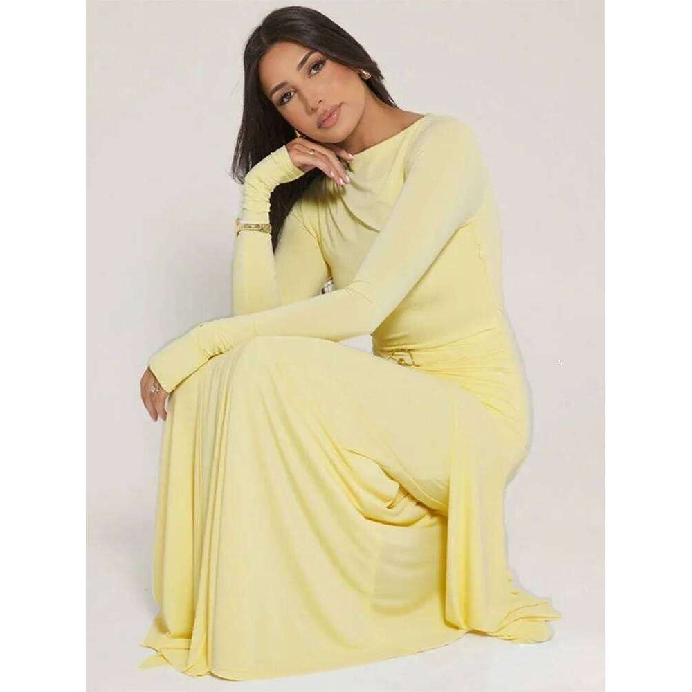 Mozision Elegant Sleeve Ruched Sexy Maxi Dress Women Gown Autumn Fashion Draped Bodycon Long Dresses Female Clothing C260312