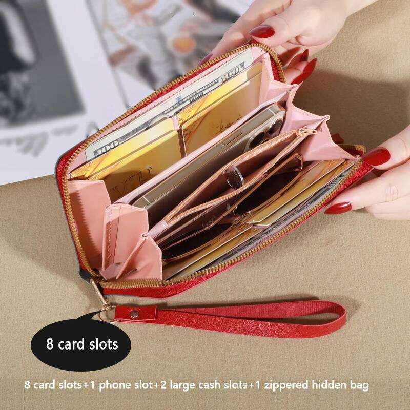 Fashion Zipper Ladies Long Tote Bag Coin Card Holder PU Leather Wallet