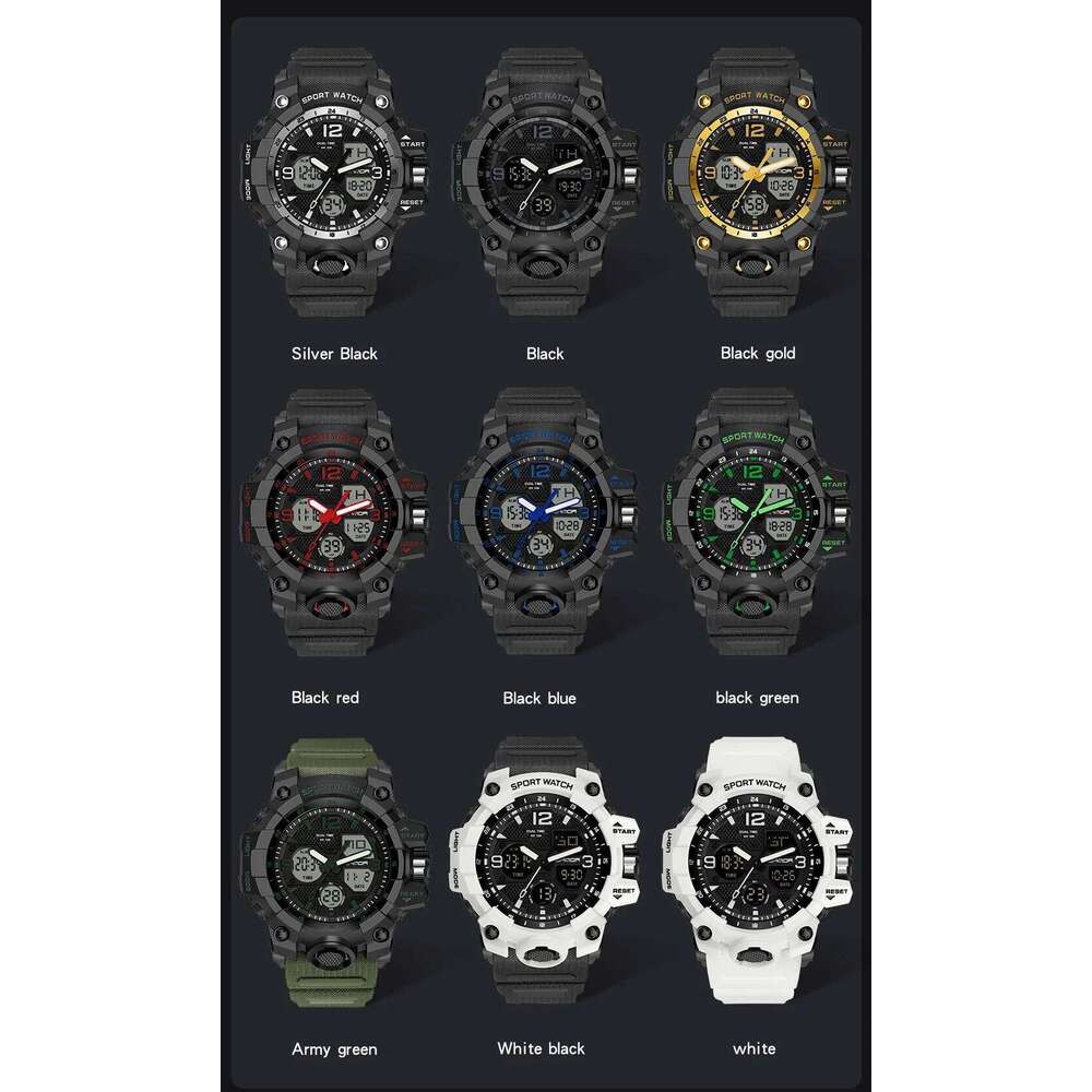 SADNA 6030 Top Outdoor Sports Dual Display Waterproof LED Student Electronic Watch 2025