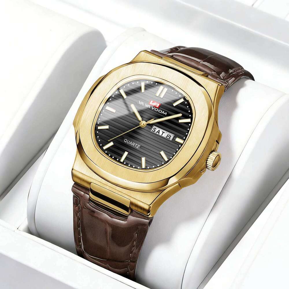 Luxury Men Quartz 40mm Black Leather Sports Clock Business Work Travel Leisure Military Waterproof 3Bar Couple Wrist Watch