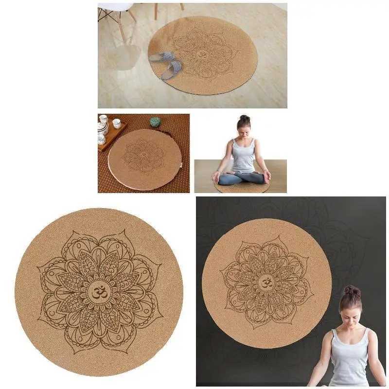 Yoga Mat Little Round Cork Rubber 60x60cmx3mm Non Slip Yoga Cushion Meditation Cushion Pad Pilates Pad for Home Outdoor YS-BUY M260312
