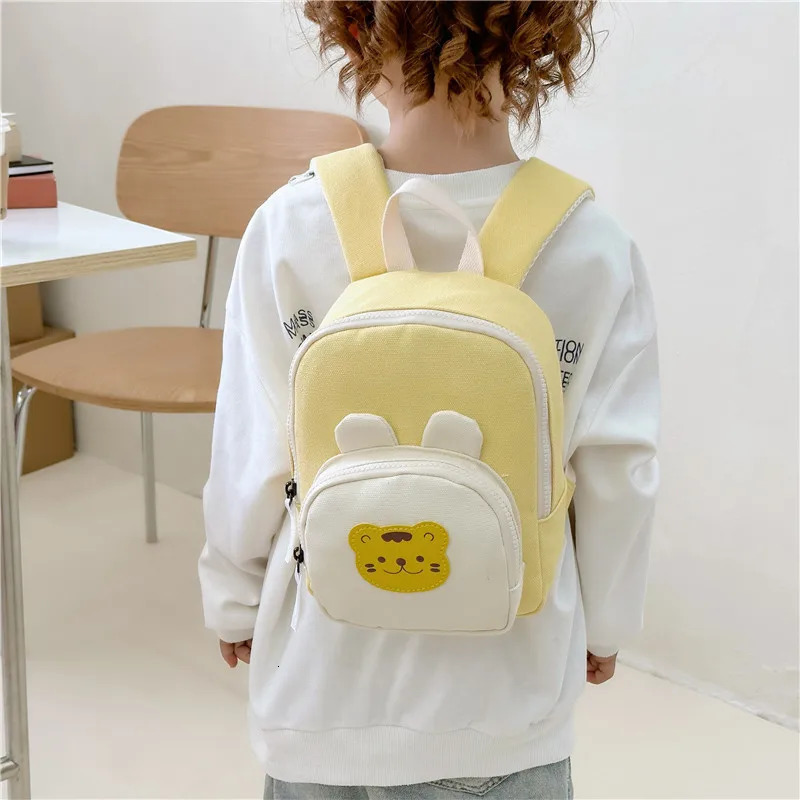 Korean Canvas Kids Backpack Kawaii Childrens Handbags for Girl Kindergarten Boy Schoolbag Cartoon Bear Bunny Toddler Bag 260311