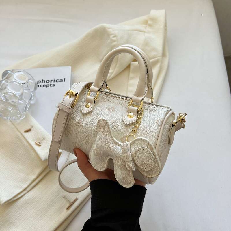 lfashion Style Cartoon Print Handheld Pillow for Women, Vintage Single Shoulder Boston Bag, 2026 New High-end Crossbody Bag
