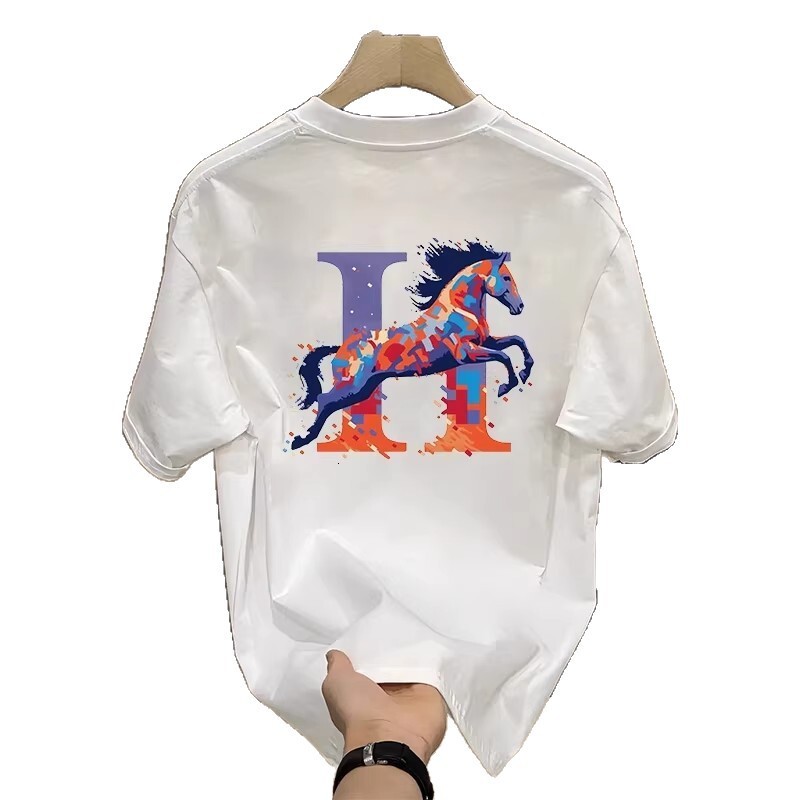 Luxury Luxury Designer Clothes Luxury Luxury Designer Clothes 2026 Year Of The Horse Heavy-Duty Pure Cotton T-Shirt American Style Trendy Luxury Short