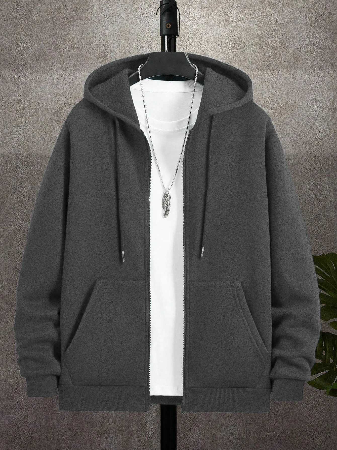 AutumnWinter Fleece Zip-Up Hoodie Solid Casual Coat Comfy Fashion Sweatshirt Warm Sport Veste Loose DailyTop Soft New Clothes M260312