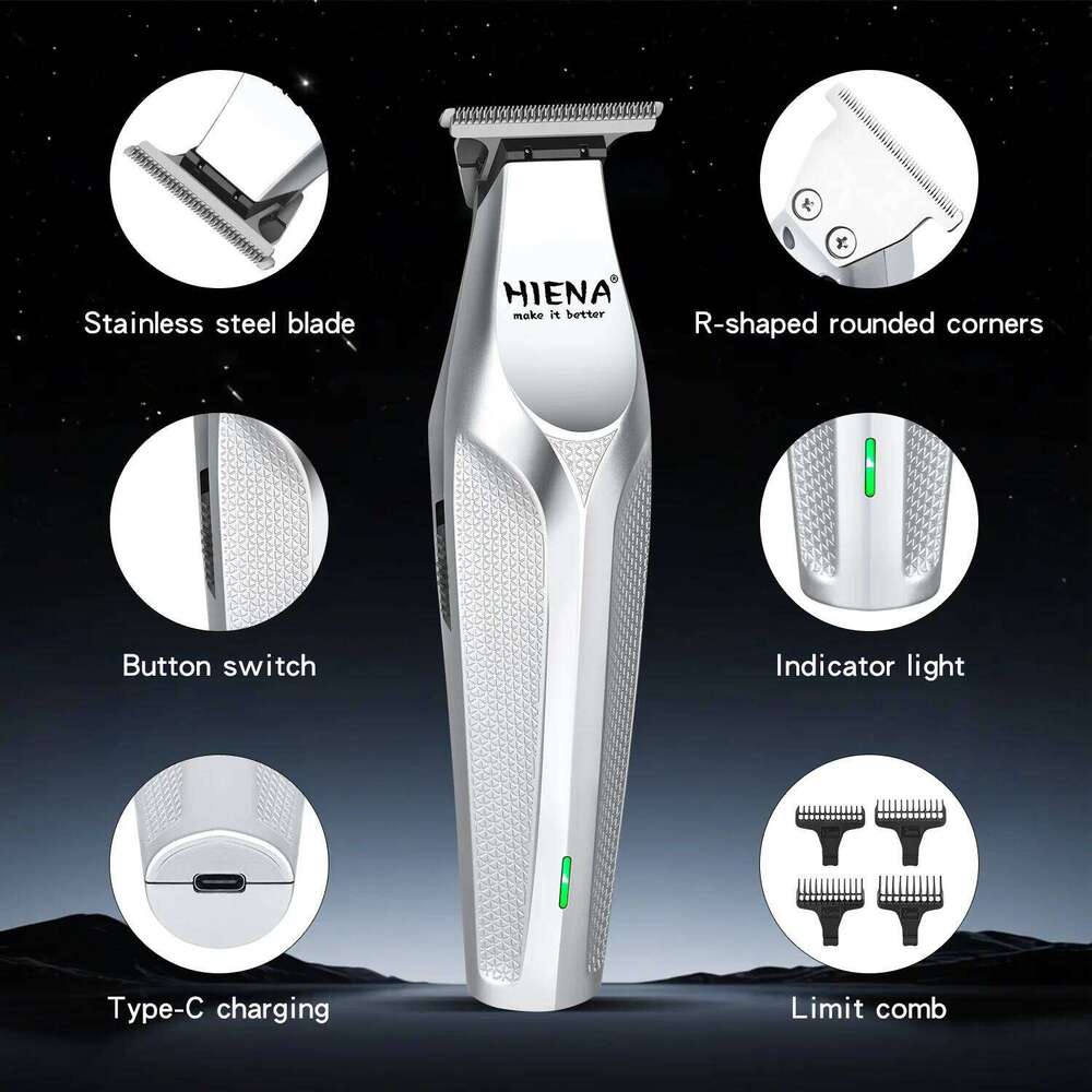 Hiena New Clipper 1200mah High Power Electric Trimmer Portable Cordless Rechargeable Cutting Machine Hair Cutters C260312