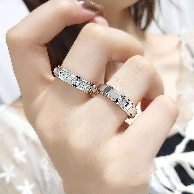 Buyee 925 Sterling Silver Couples White Zircon Finger Ring for Women Men Fashion Classic Wedding Fine Jewelry Circle W260311