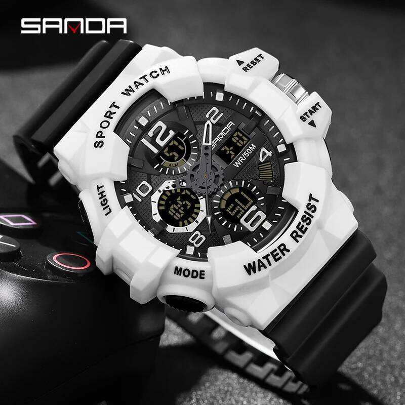 SANDA LED Digital Men G Style Military Sports Electronic Double Display Date waterproof Quartz Watch Relogio Masculino - view 5