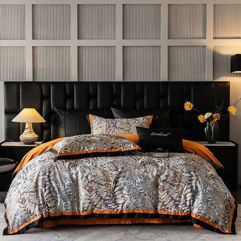 Premium 1000TC Egyptian Cotton Digital Printing Color Blocking Bedding Set Duvet Cover Flat/Fitted Bed Sheet Pillowcases 4Pcs H260312