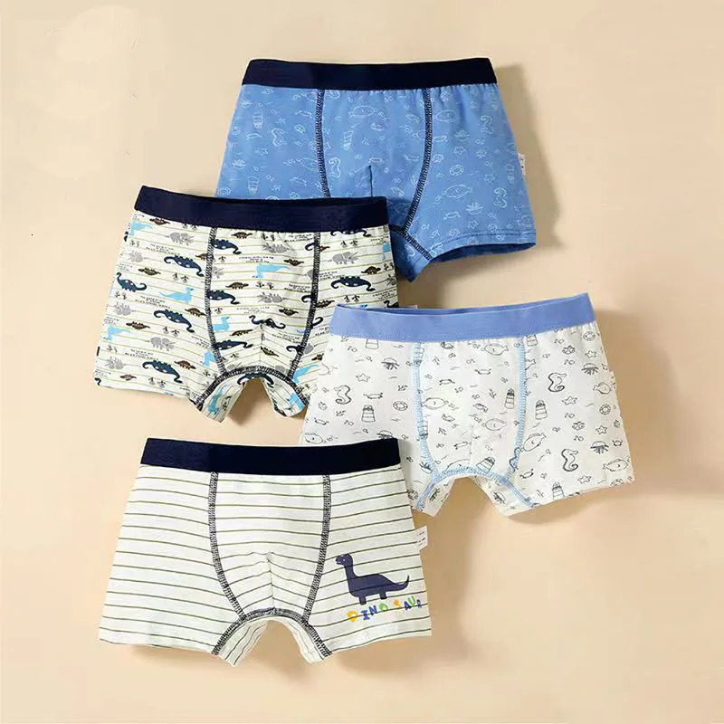 4pcs Childrens Underwear for Boys Cotton Cute Dinosaur Shorts Panties Fashion Teenage Breathable Soft Boxers Toddler Underpants 260311