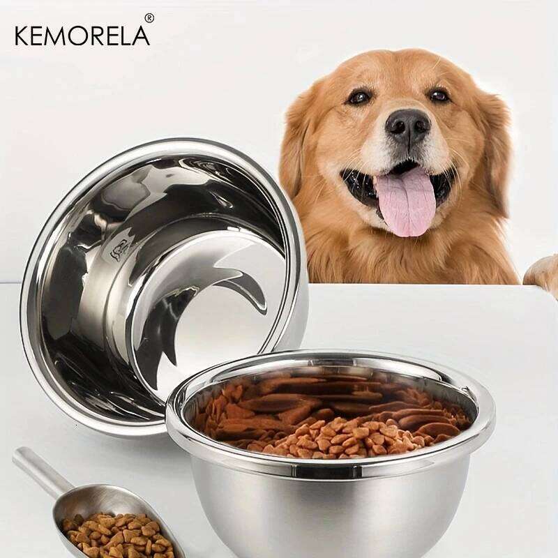 Premium Stainless Steel Dog Bowl Thick Smooth Metal Food And Water Dish Available In 4 Sizes For Medium To Large Dogs 26Y0312