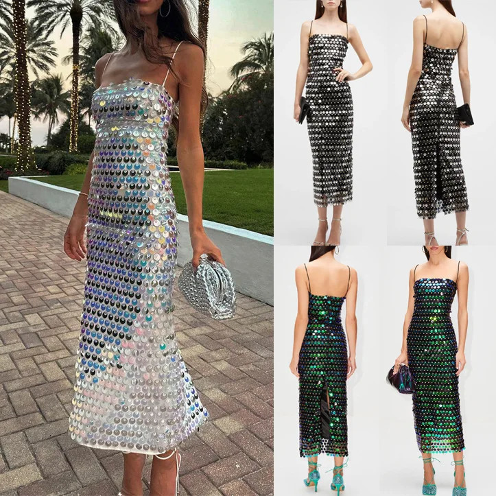 Fashionable Sexy Spicy Girl Beaded Irregular Dresses Women Vestidos De Fiesta Mujer Sequin Summer Colorful Summer Boho dress 260306