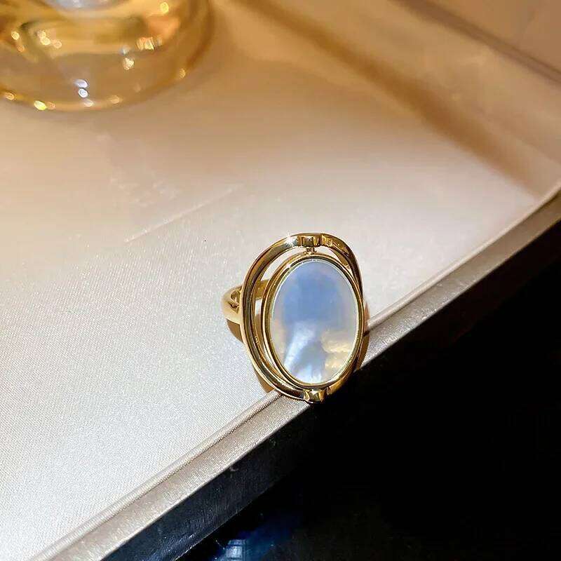 Charm Personality Rotatable Double Sided Opal Rings Women Stainless Steel Oval Anillos Indie Statement Jewelry Gifts New 2024 H260312