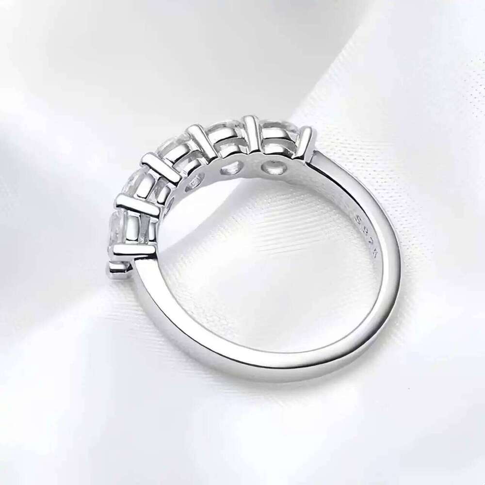 White Gold D Color 4mm Moissanite Ring for Women 1.5Ct Stone Match Diamond Wedding Band Bride S925 Sterling Silver Gra H260312