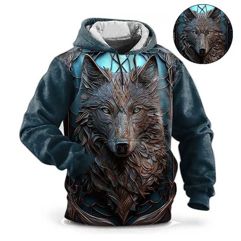 Animal Hoodie For Men Wolf Print High-Quality Mens Pullover Autumn Fashion Top Street hoodie Designer Long Sleeved Sportswear M260312