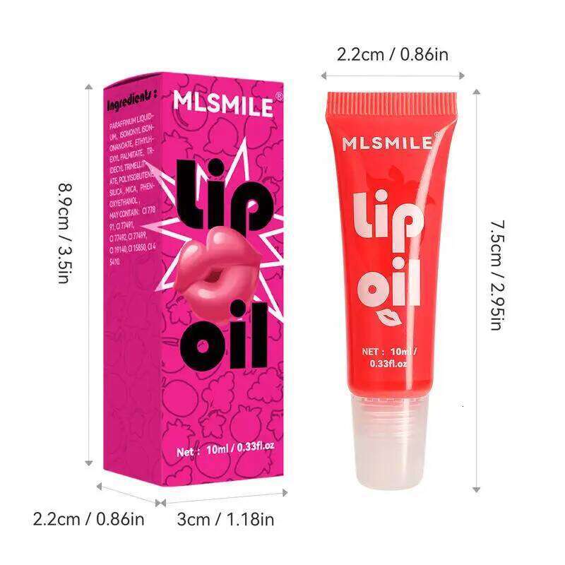 MLSMILE 6 Colors Fruit Flavor Moisturizing Mirror Oil Makeup Long-lasting Hydrating Lip Gloss New W260311