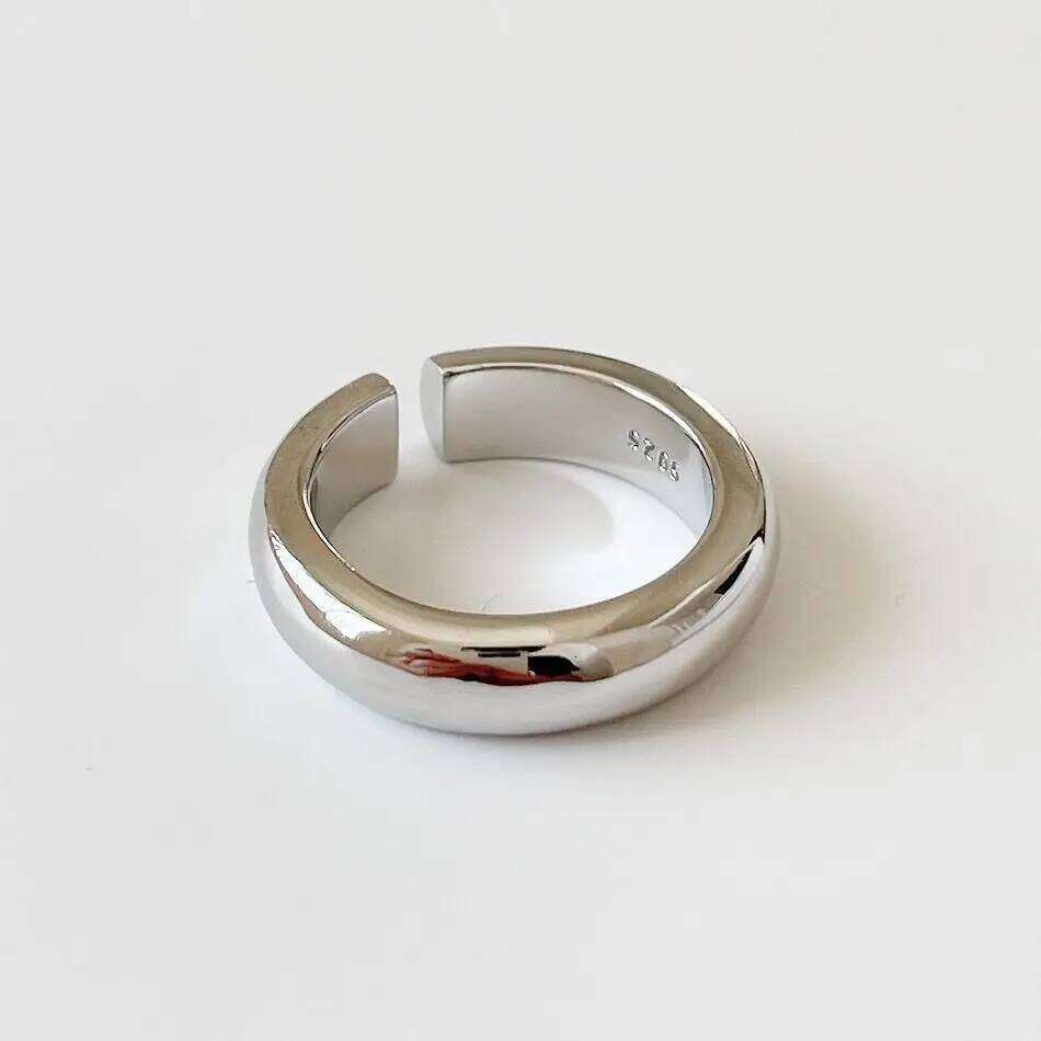 Original 925 Sterling Smooth Rings For Women Counple Wedding Engagement Silver Women's Vintage Ring Fine Jewelry H260312