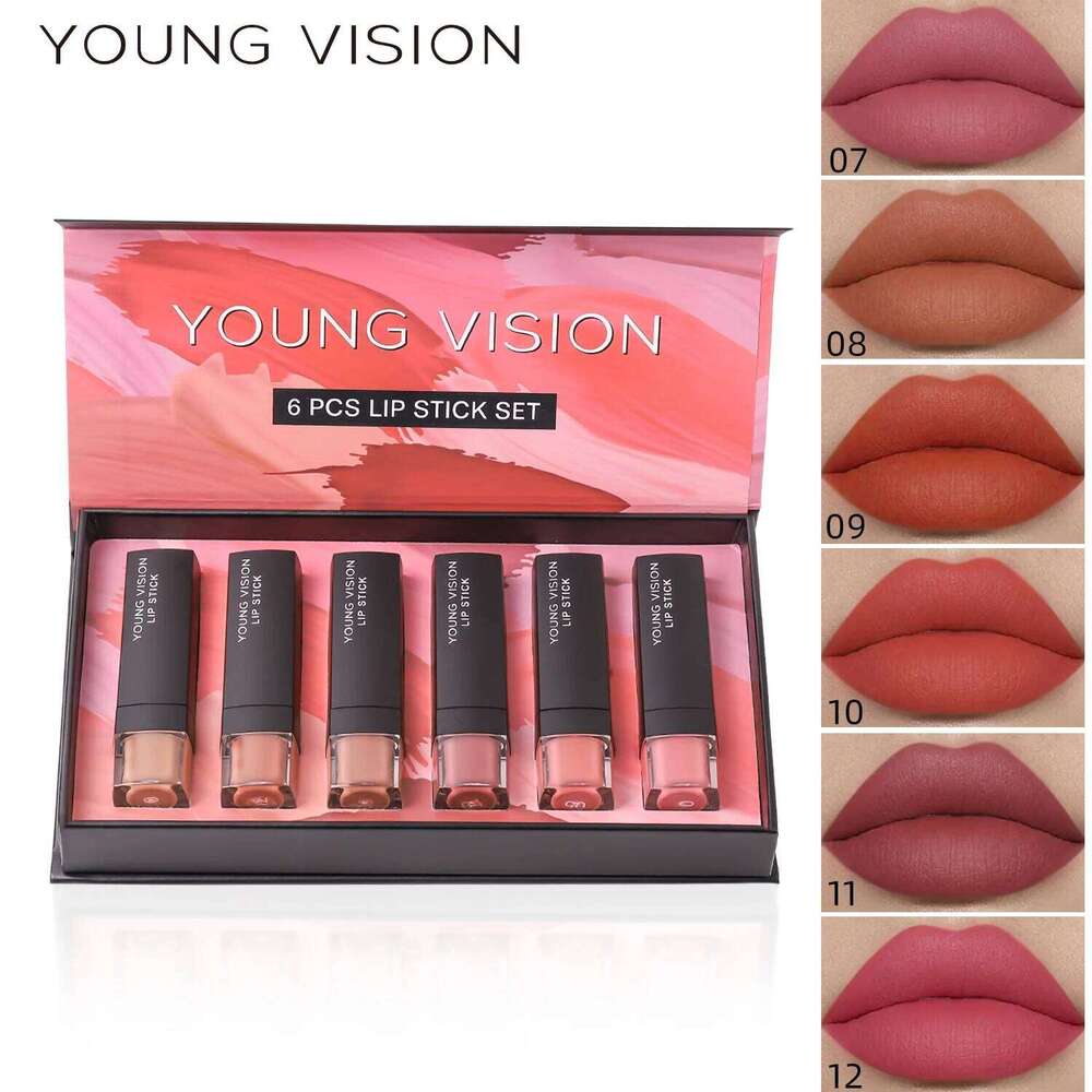 6 pcs /set matte gift box set non stick cup velvet moisturizing lipstick W260311