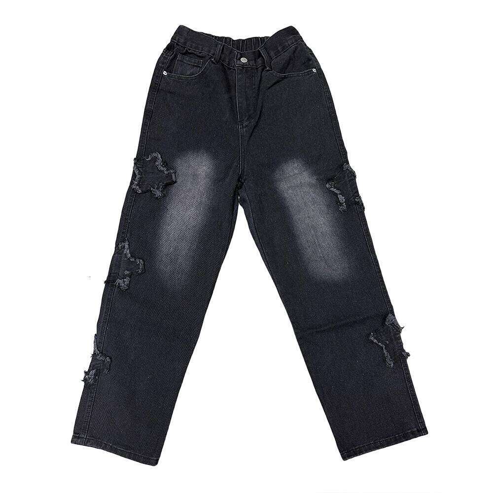 Star Embroidery Straight Casual Men Jeans Gothic Neutral New Wide Leg Loose Hip-hop Fashion Youth Streetwear Denim Trousers Y2K 26Y0312