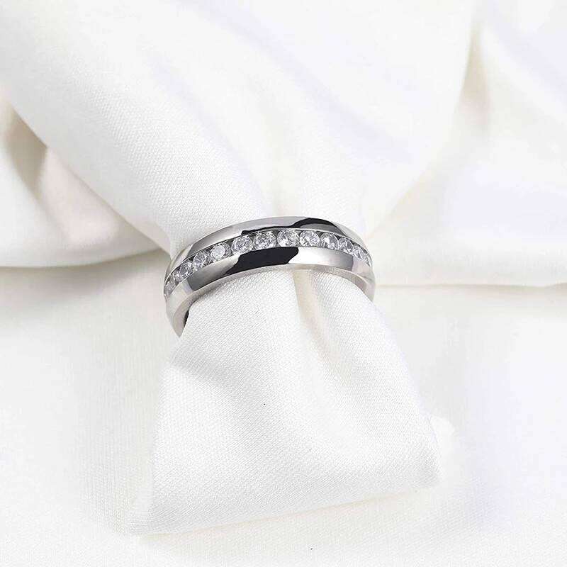 TIGRADE 4/5/6mm Titanium Cubic Zirconia Engagement Ring Anti-allergy Men Women Wedding Band Size 3 to 13.5 H260312
