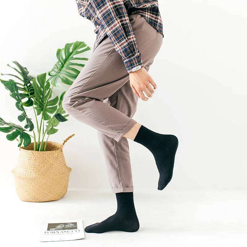 6 Pairs Women Cotton Socks Pure Color High Quality Soft Breathable White Black Business Summer Casual Men socks Large Size Z260312