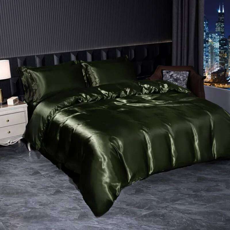 2025 New Solid Color Light Soft Home High end Smooth Ice Silk Bed Sheet Four Piece Set H260312