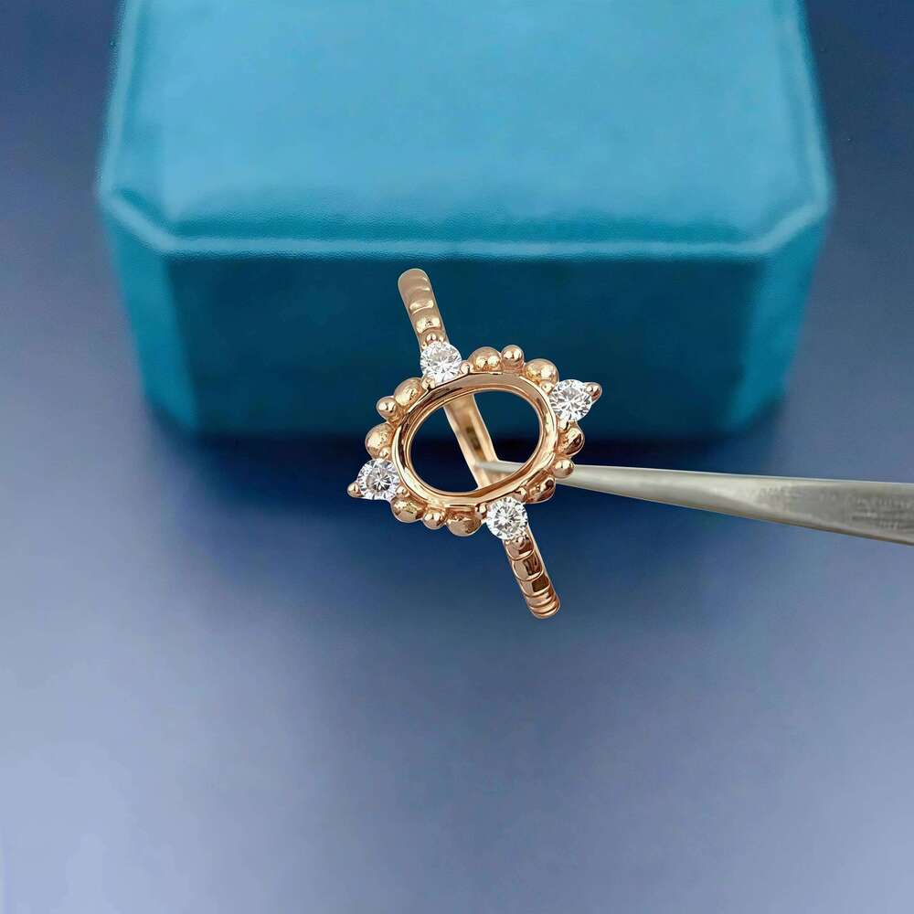 Fashion DIY Ring Empty Holder S925 Sterling Silver Setting 6*8mm Ellipse Stone Fine Charm Wedding Jewelry for Woman Accessory H260312