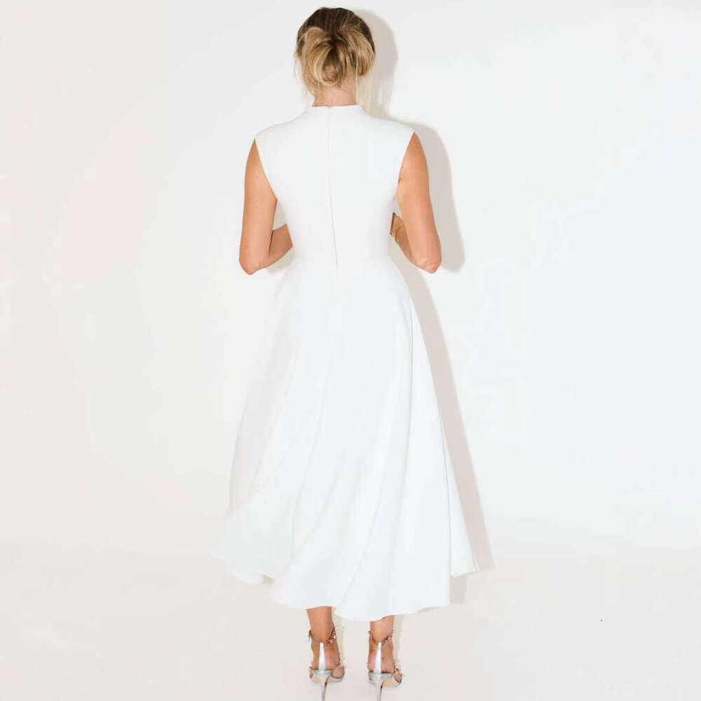 2025 New European American Style Cross-Border French Women's Solid Color High-End Simple and Elegant Lady's Dress