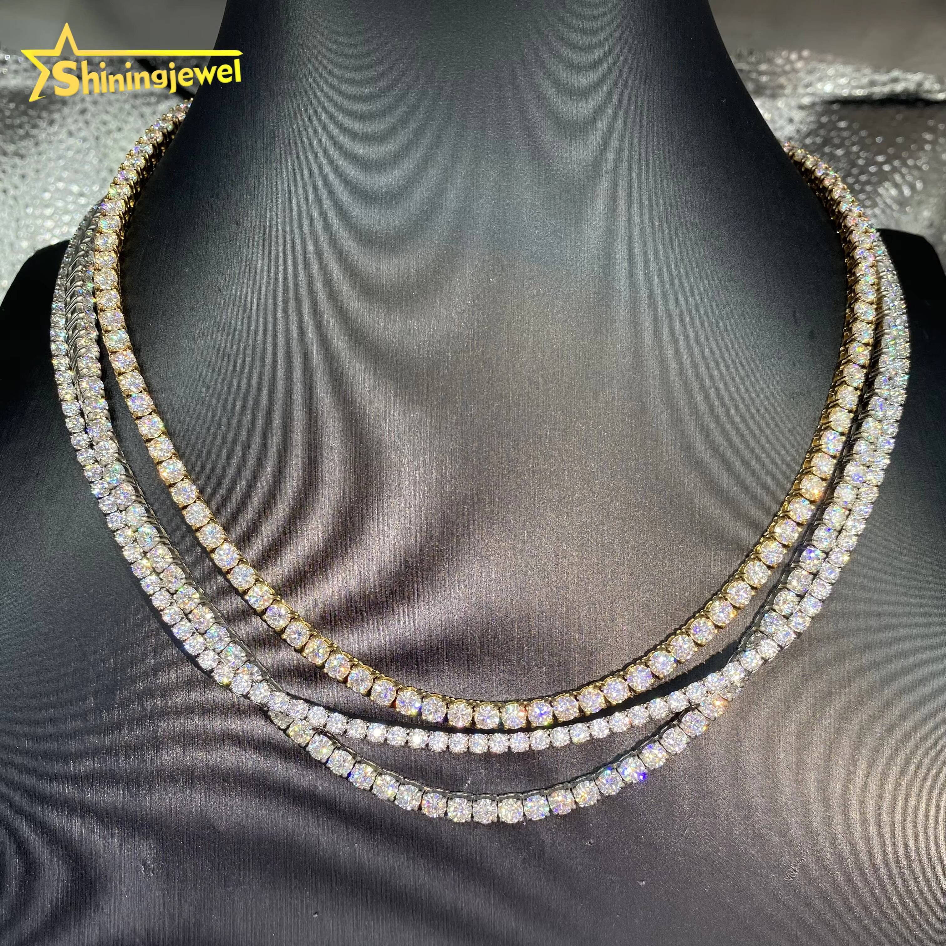 3mm 4mm Shining Diamond Bracelet Hip Hop Moissanite Jewelry Iced Out VVS Moissanite Necklace 316L Tennis Chain
