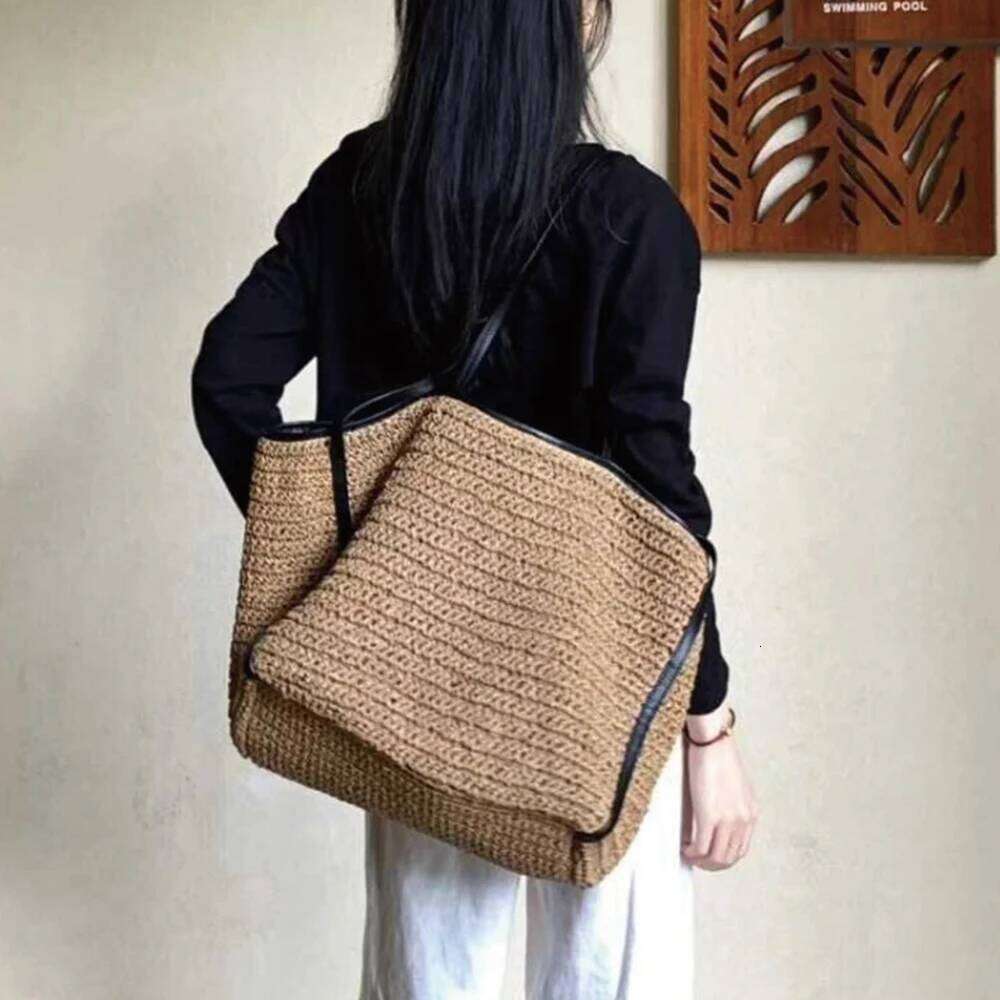 NEW Woven Designer For Women Shoulder Summer Travel Straw Bucket Bag Handbag Soft Crochet Beach Bags Shopper Tote Purse WONST