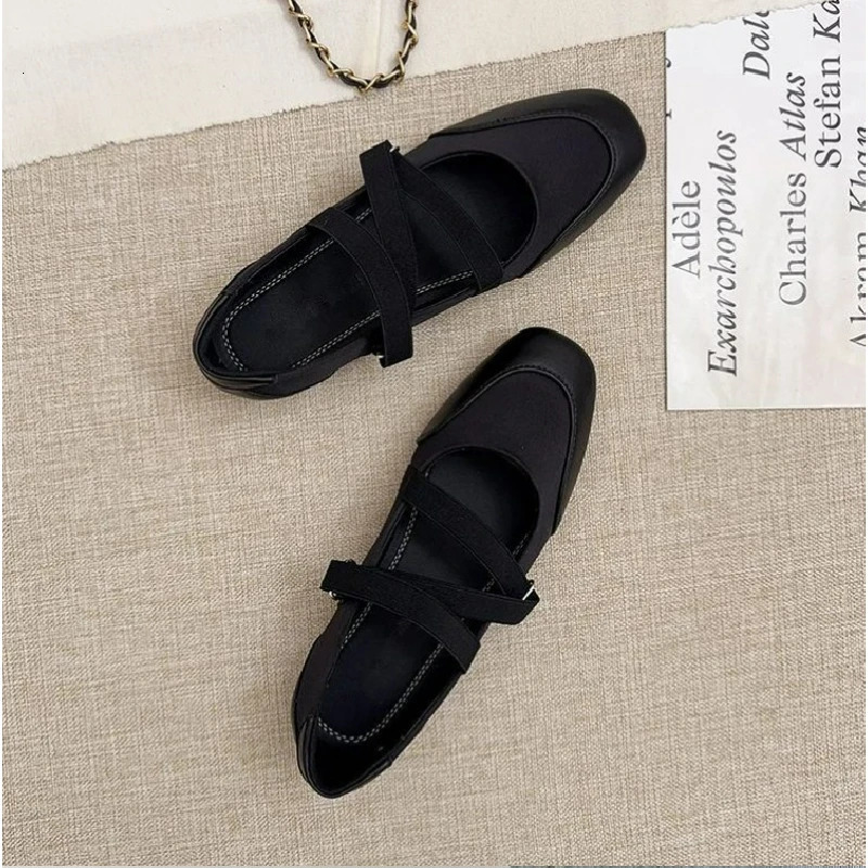 2026 SpringFall Mary Jane Flats - Ballet-Inspired Round-Toe Slip-On Shoes with Elastic Strap Vintage Work Pumps for Women 260227