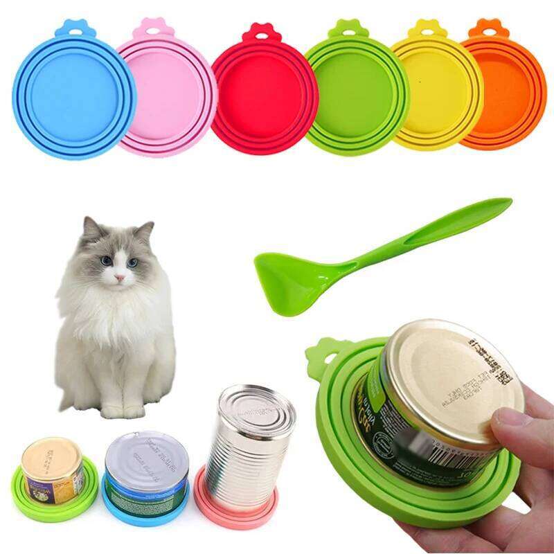 Reusable Food and Spoon Portable Dogs Cat Storage Tin Cap Lid Seal Cover Health Supplies Pet Silicone Lids Can 26Y0312
