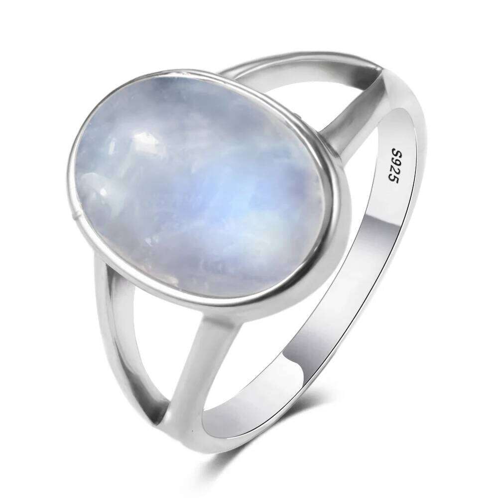 925 Sterling Silver Ring Natural 10*14mm Moonstone Rings Oval Large Gemstone Vintage Fine Jewelry for Women Men H260312