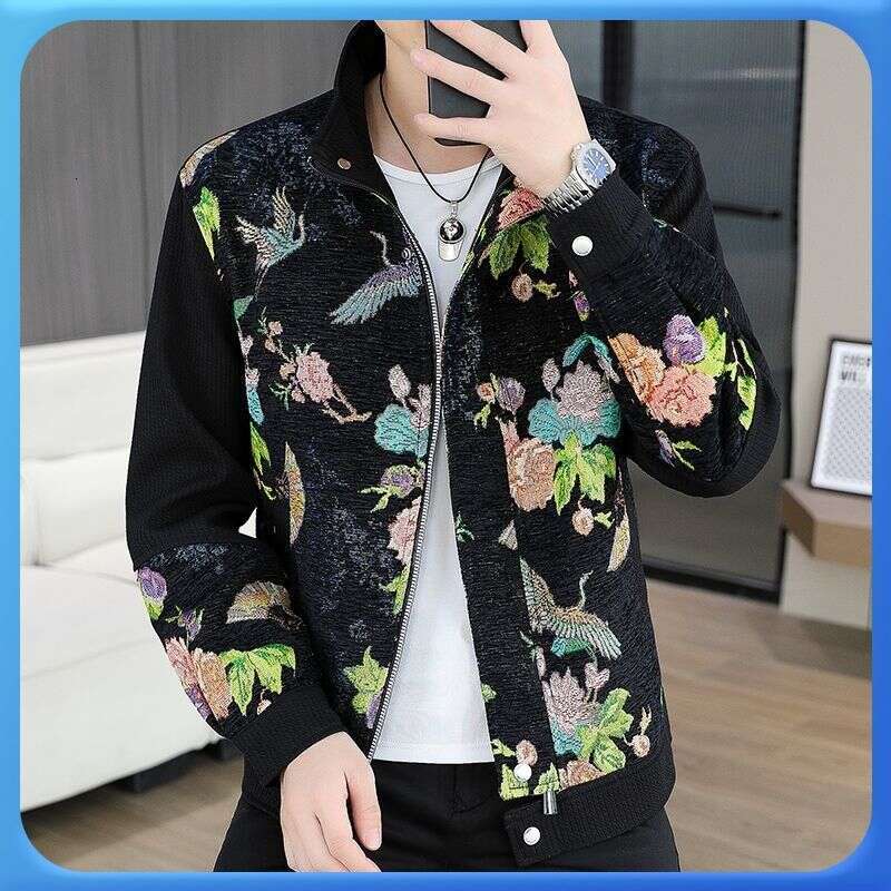 Teenager's Spring Autumn Embroidered In Coarse Cloth, Chinese Style With Magpie And Tree Branch Designs, Workwear Style, Fashionable Casual Jacke
