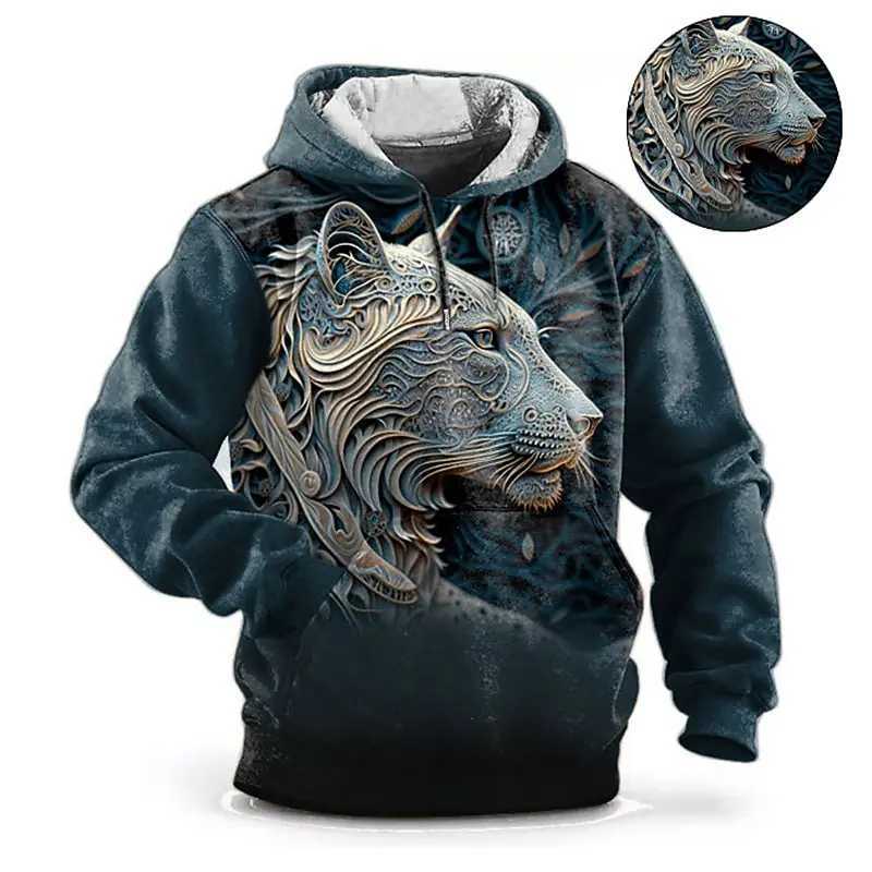 Animal Hoodie For Men Wolf Print High-Quality Mens Pullover Autumn Fashion Top Street hoodie Designer Long Sleeved Sportswear M260312