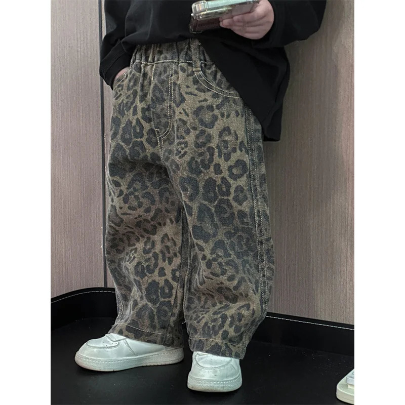 Leopard Jeans For Kids Boys Girls Cool Long Fashion Casual Street Style 260311