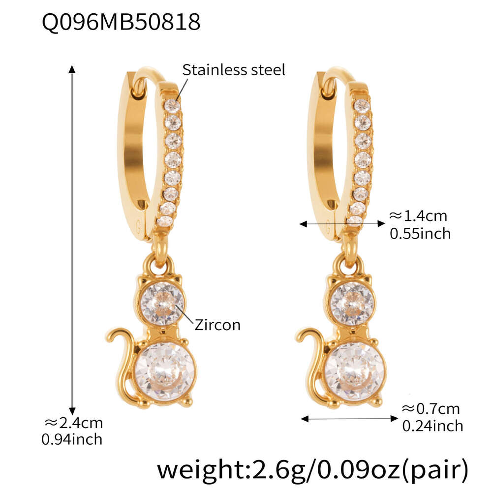 Titanium Steel Gold-plated Non-fading Niche Stud Earrings, Super Shiny Full Diamond Zirconia, Elegant And Versatile Women's Earrings
