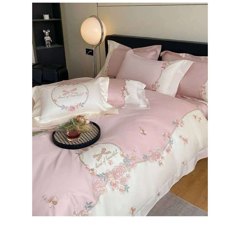 4pcs/Set Class A Grade High-end 200s Long-staple Pure Cotton Embroidery Quilt Covers Pillowcases Sheet Bedding Set H260312
