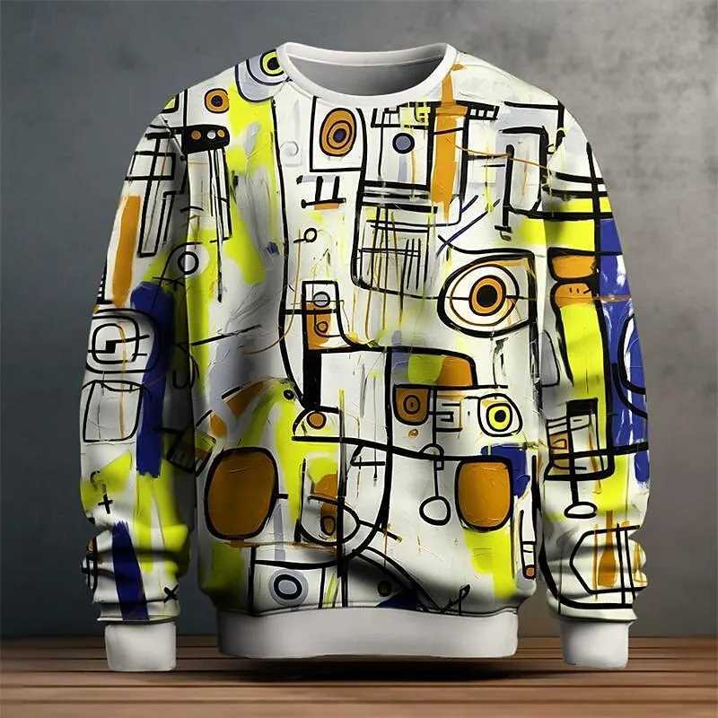 Mens Graphic Sweatshirts For Men Graffiti Pullover Long Sleeve Sweatshirt Crew Neck Fashion Daily Casual Holiday Vacation New M260312