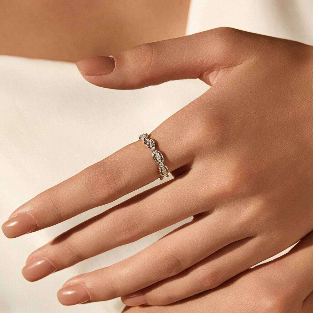 MODIAN D Color Moissanite 925 Sterling Silver Retro Twist Line Geometric Finger Rings For Women Fine Jewelry H260312