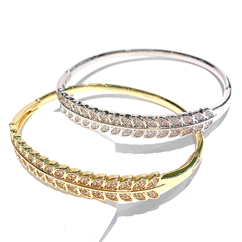 Bracelet Real Zircon Luxurious Full-Inlaid Elegant Willow Leaf Bracelet Exquisite Creative Bracelet