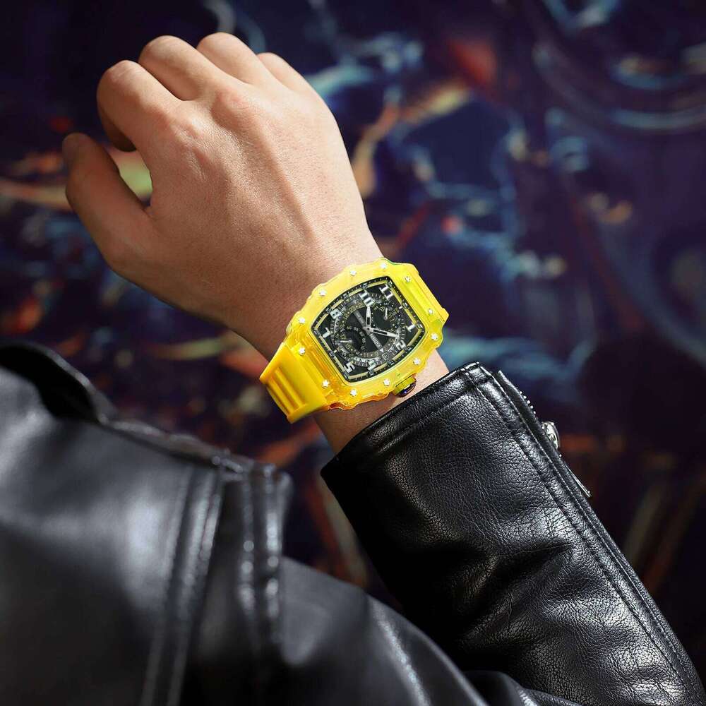 NIBOSI Skeleton for Top Brand Luxury Automatic Quartz Watches Silicone Strap Luminous Sports Watch Men Reloj Hombre