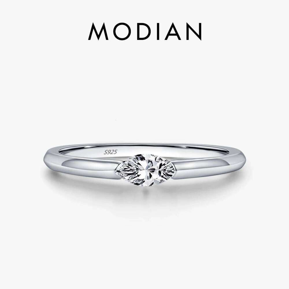 MODIAN 925 Sterling Silver Simple Marquise Cut Cubic Zirconia Fashion Rings For Women Classic Wedding Statement Fine Jewelry H260312