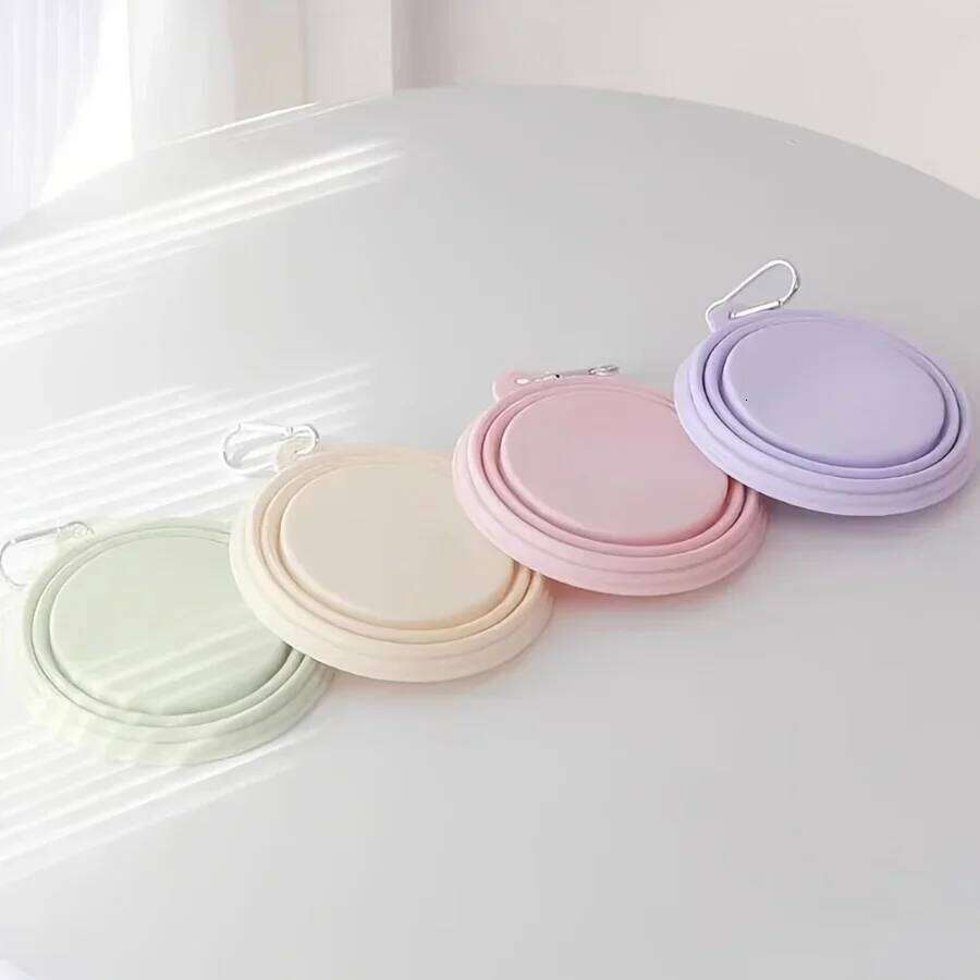 Folding Silicone Pet Bowl in Macaron Colors. Portable Food & Water Container Dogs, Ideal for Outdoor Travel 26Y0312