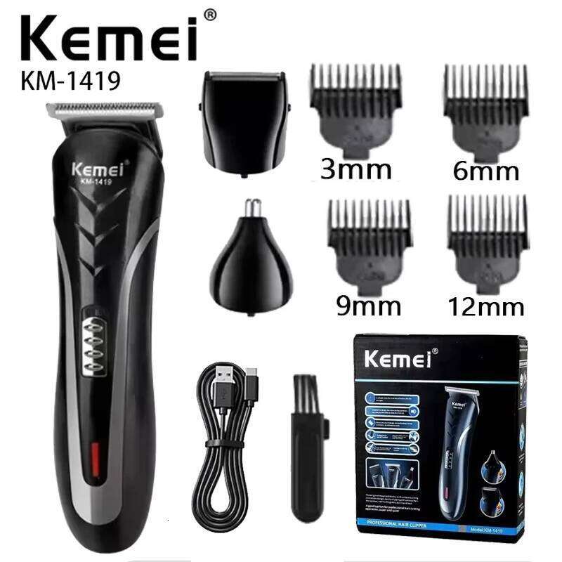 Kemei KM-1419 Rechargeable Electric Clipper Men'S Household Shaver and Nose Trimmer 3 in 1 Hair Clippers Men C260312