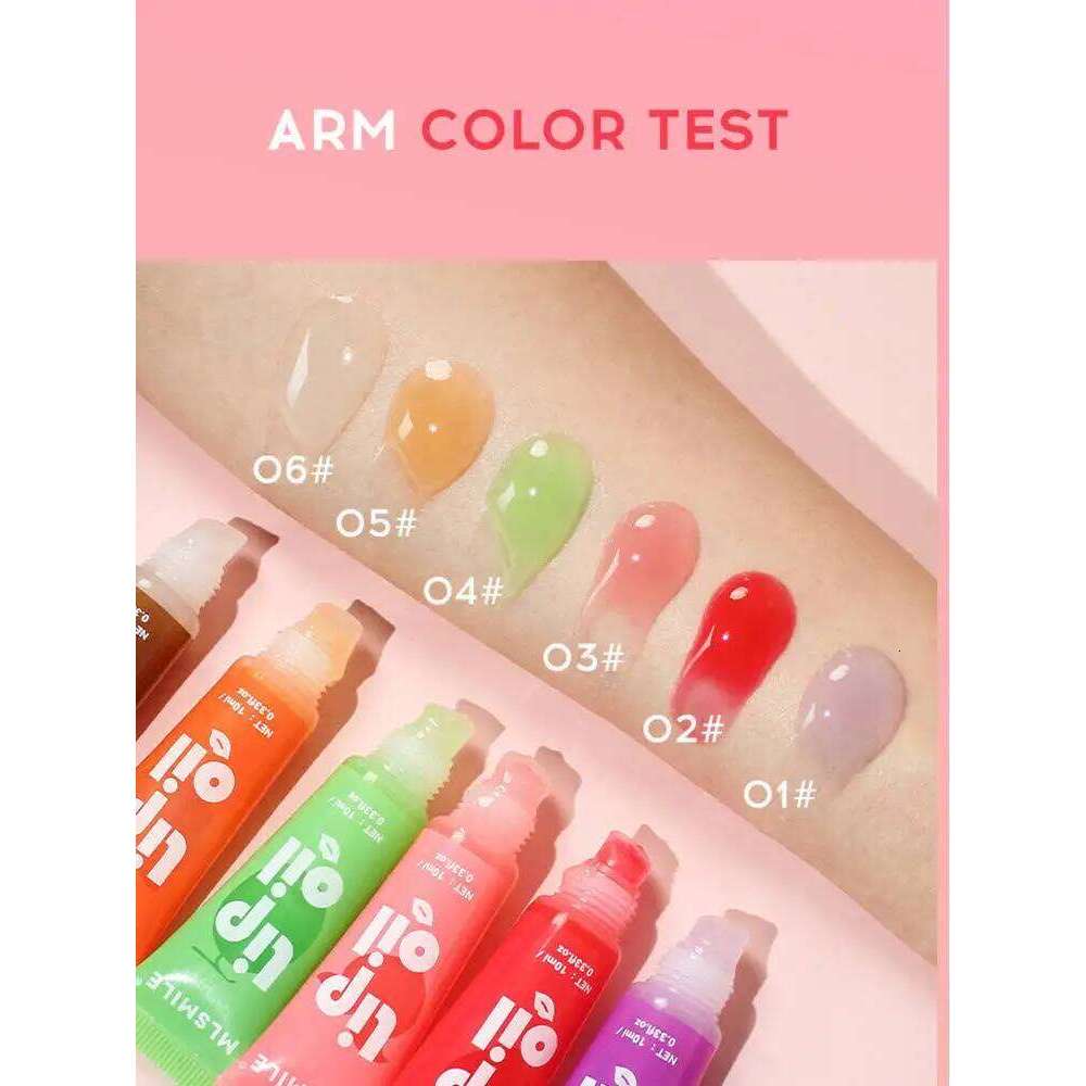 MLSMILE 6 Colors Fruit Flavor Moisturizing Mirror Oil Makeup Long-lasting Hydrating Lip Gloss New W260311