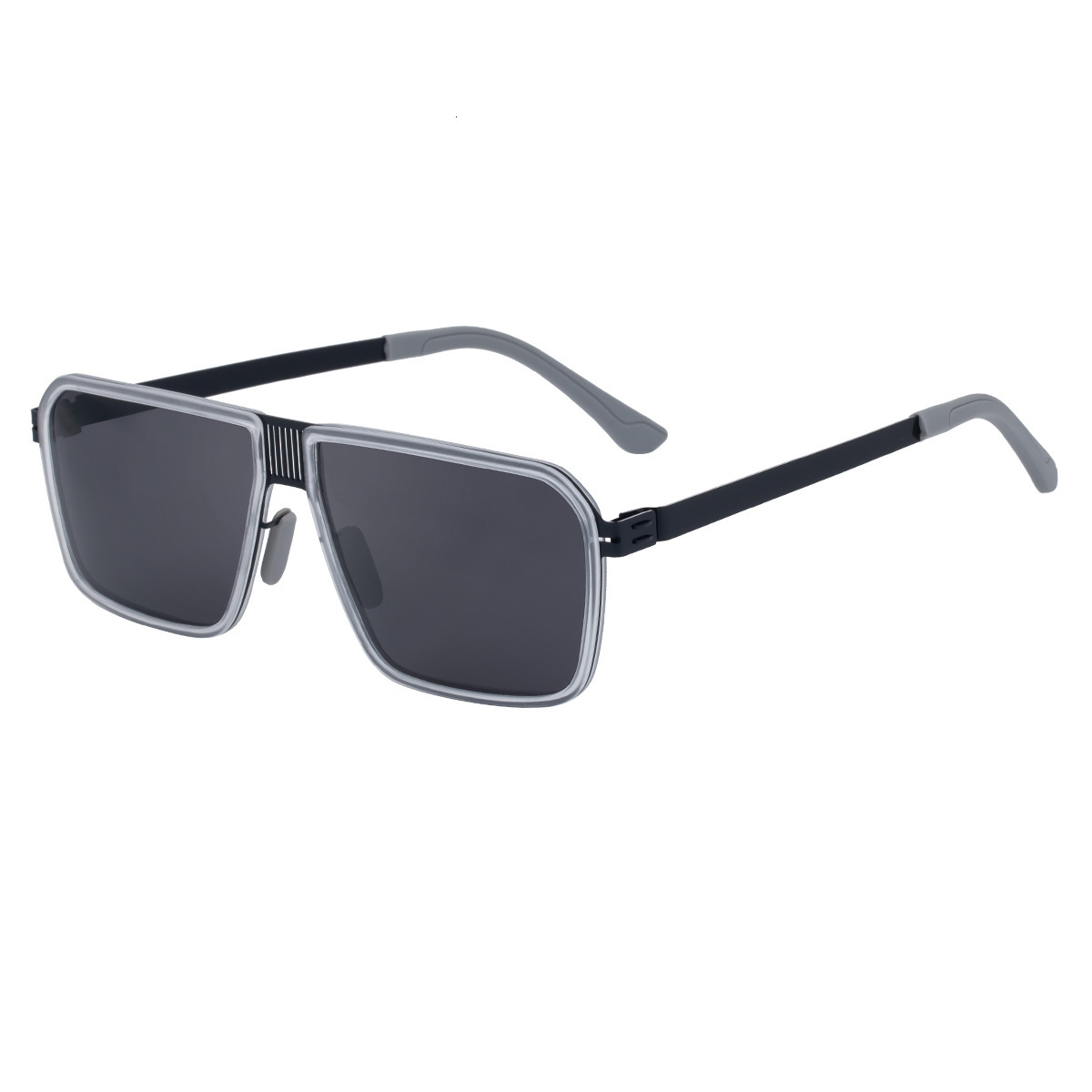 New vintage double-bridge sunglasses men, stainless steel square frame, high-end feel, polarized glasses for driving, available in bulk
