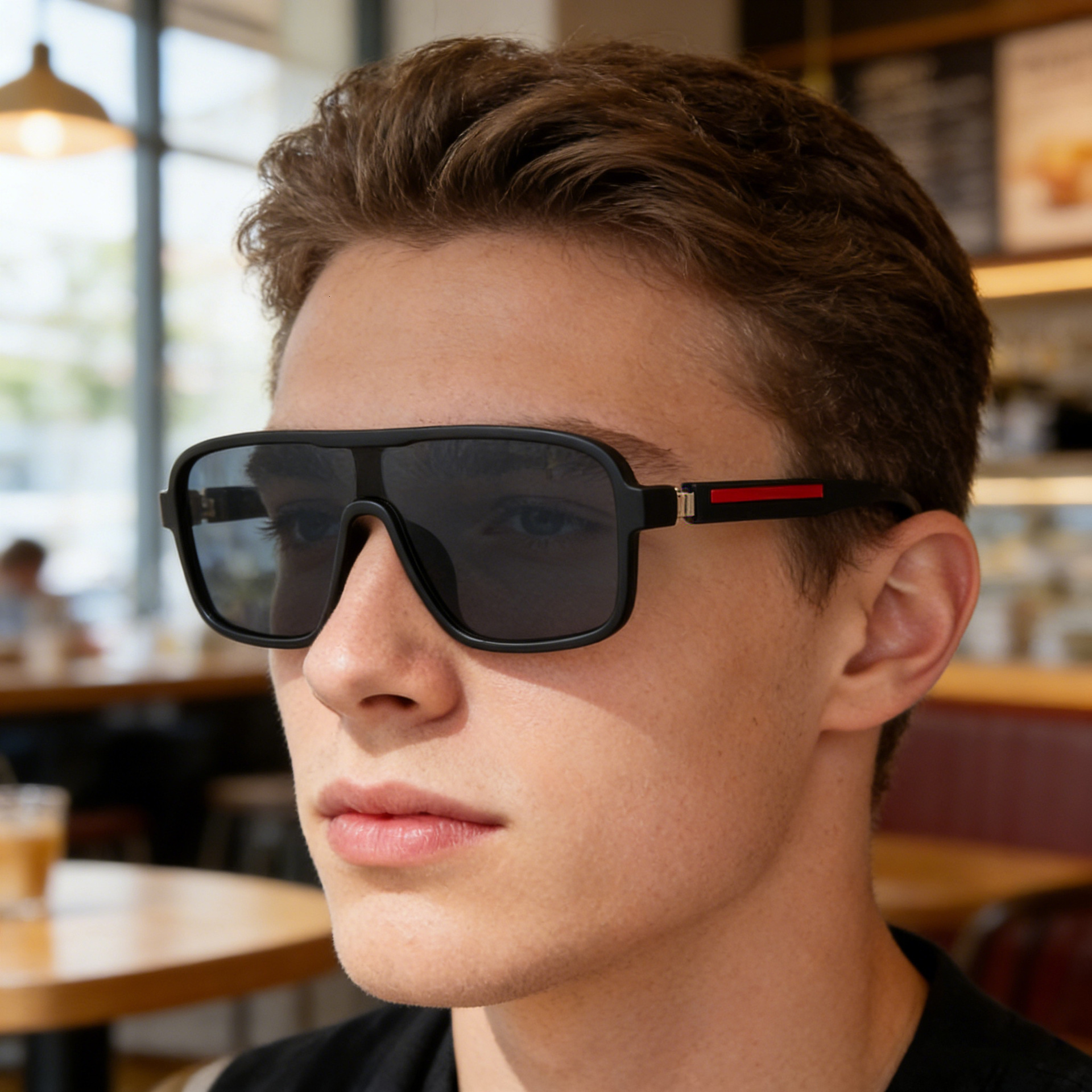 2026 New Fashion Square Frame Polarized Men, One-piece Lens, Personality Trendy Outdoor Sun Protection Sunglasses for Men